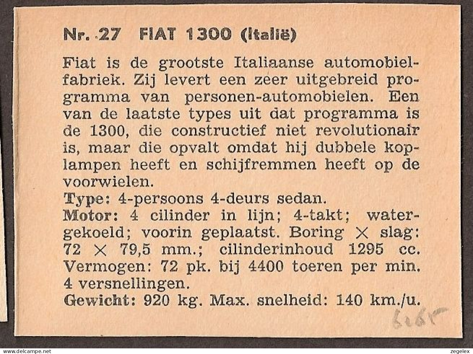 Fiat 1300 - Automobile, Voiture, Oldtimer, Car. Voir Description, See  The Description. - Voitures