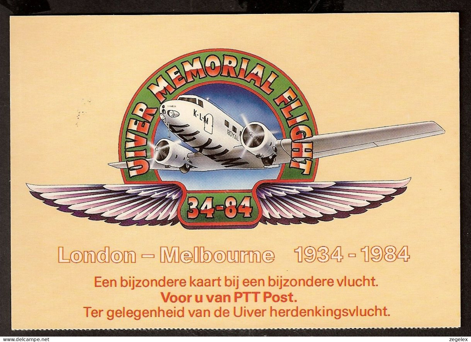 London-Melbourne 1934-1984 Uiver Memorial Flight - Melbourne Airport  - Brieven En Documenten