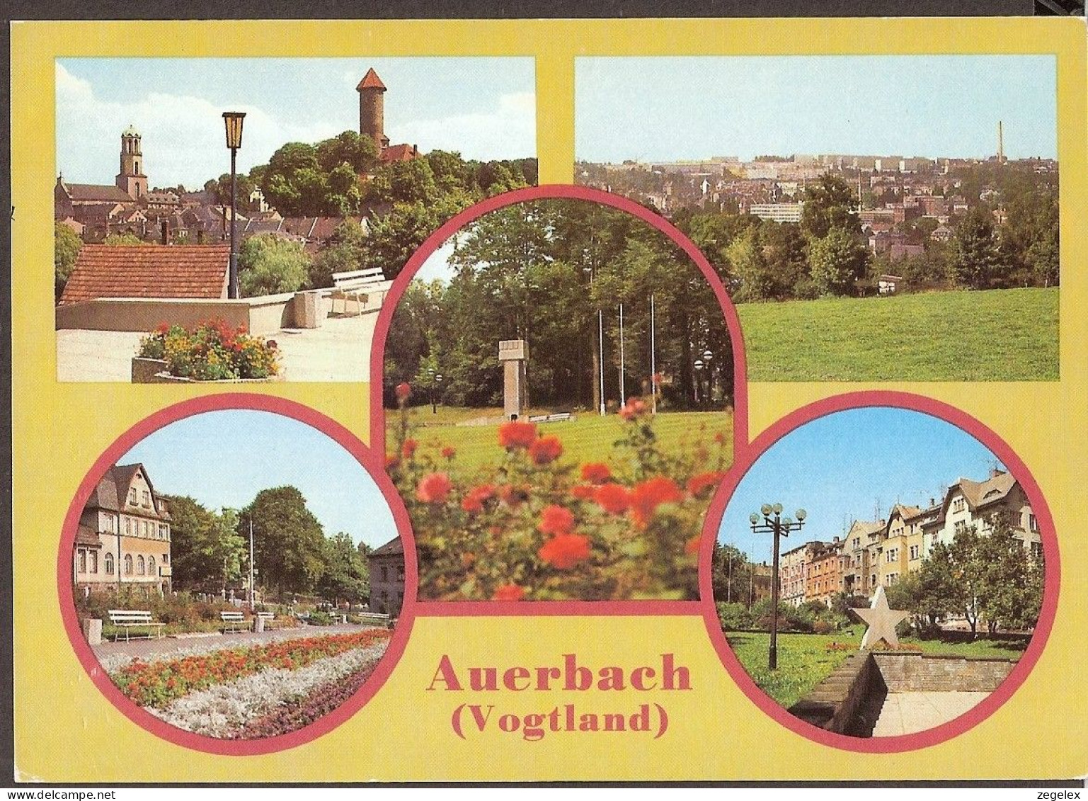 Auerbach-Vogtland-Blick Vom  Goethepark-Philipp-Müller-Platz, Sowjetisches Ehrenmal Karl-Marx Platz - Auerbach