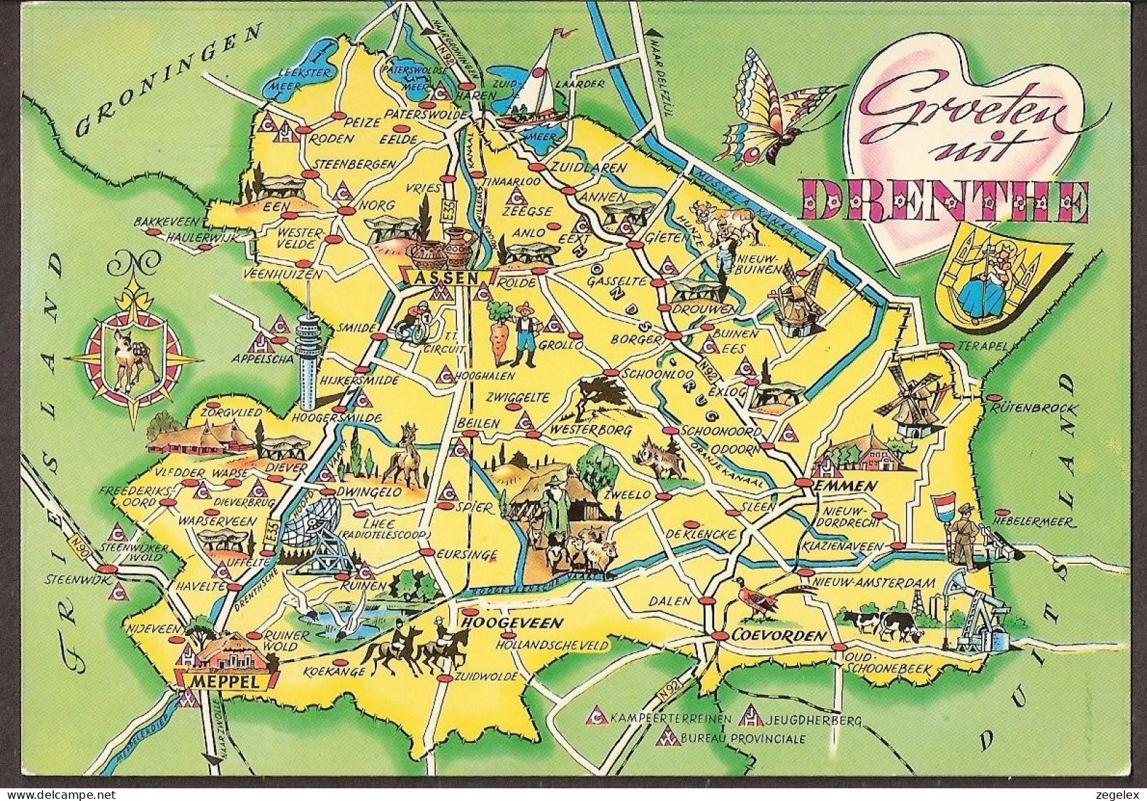 Drenthe - Café Popken Te Ekehaar - Landkaartje - Andere & Zonder Classificatie