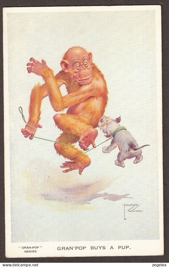 Illustrateur Lawson Wood - Gran-Pop Series - "Gran-Pop Buys A Pup "  - Monkey, Singe, Aap, Dog - Wood, Lawson