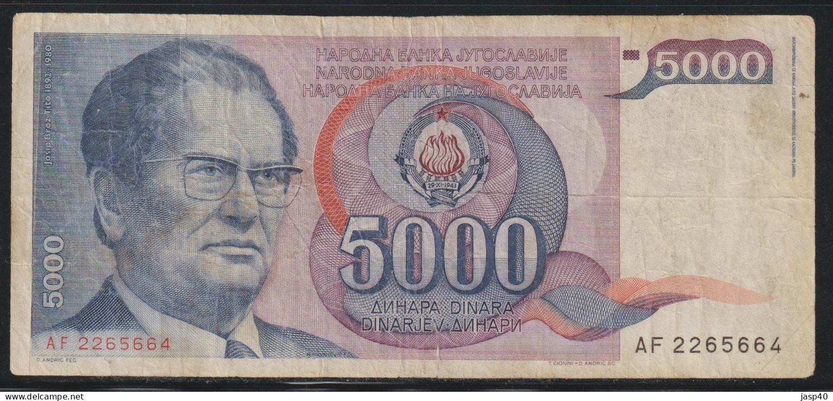 JUGOSLAVIA - 5000 DINARA DE 1985 - Yougoslavie