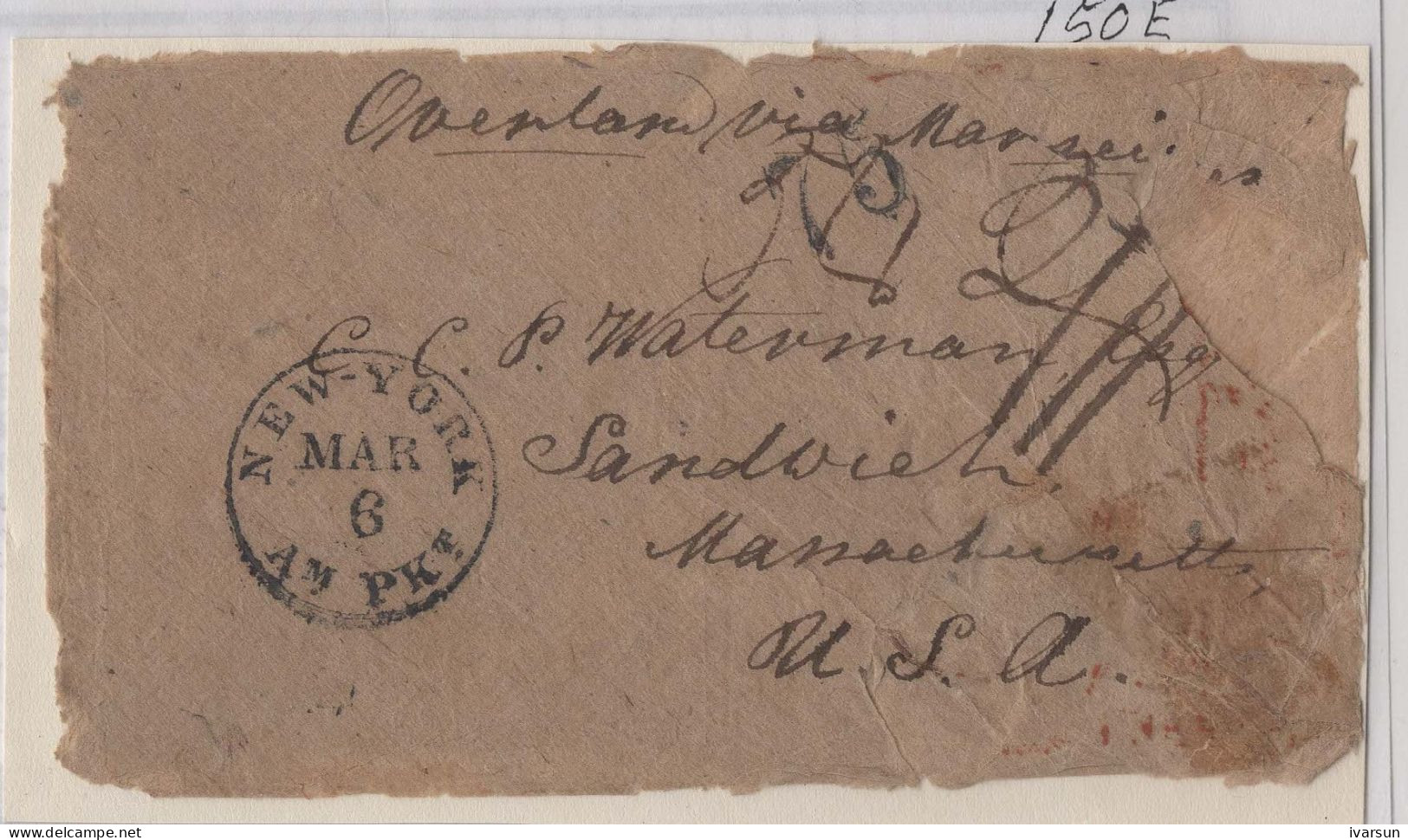 Circa Dec. 1853:  From Foochow (FUZHOU)? To New York, USA: One Of The Earliest Cover From Foochow To USA! - ...-1878 Prephilately