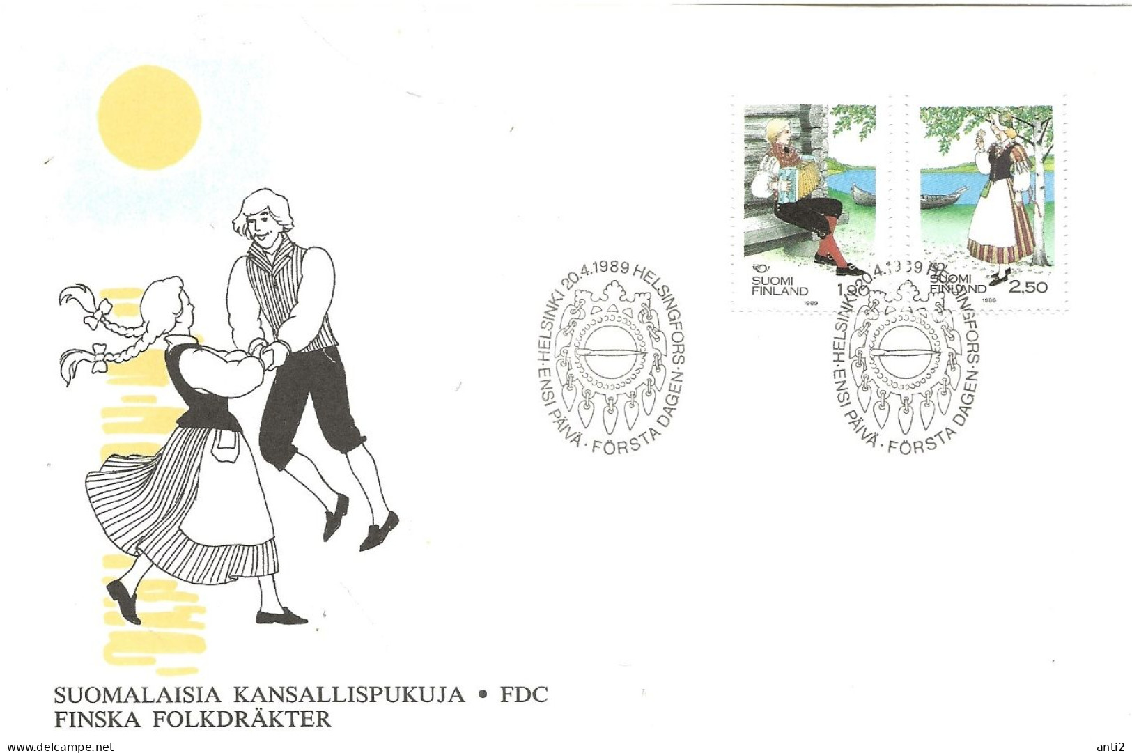 Finland   1989 NORTH: Traditional Costumes. Man In Costume Säkylä. Woman In Traditional Costume Veteli Mi 1084-1085  FDC - Brieven En Documenten