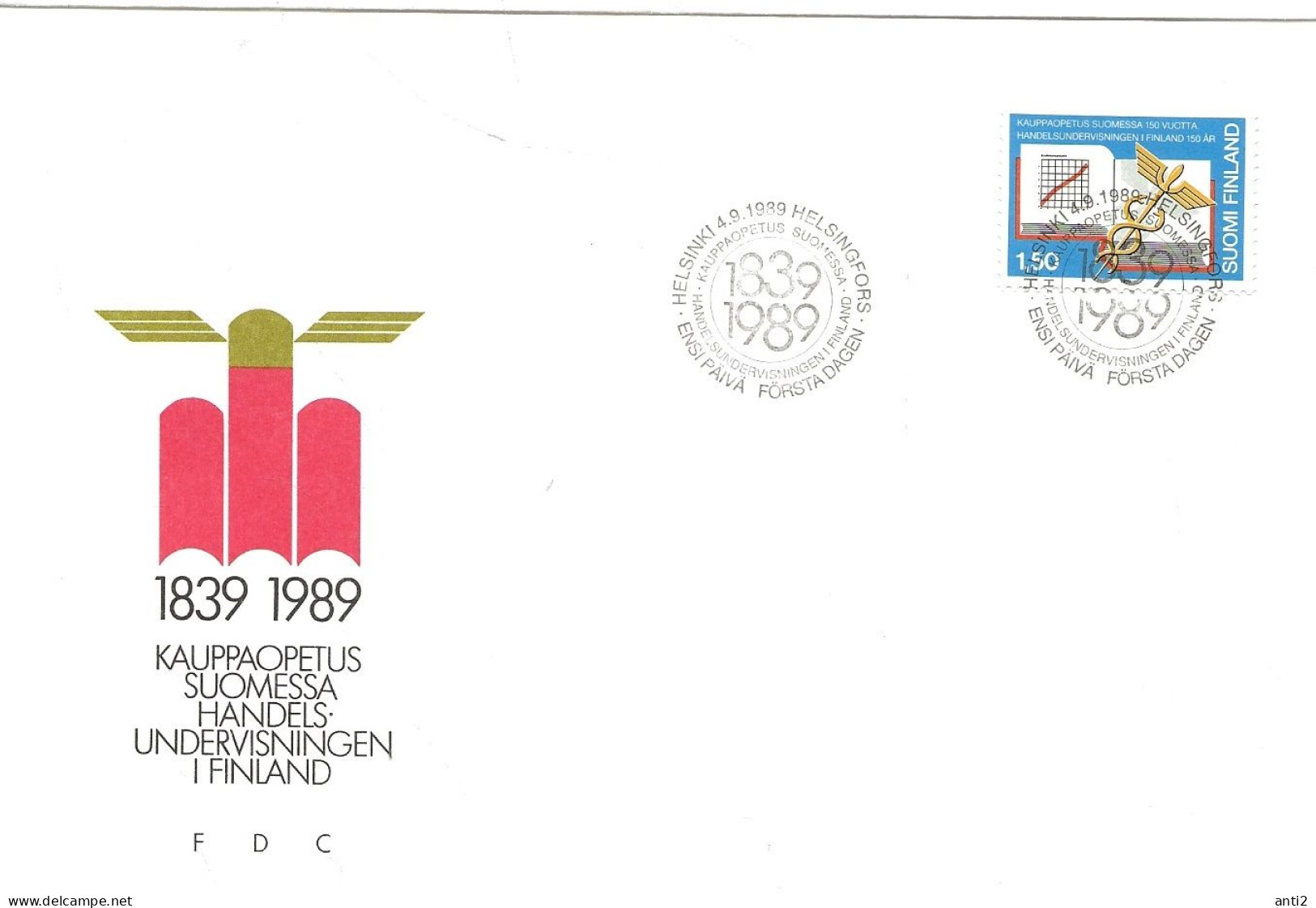 Finland   1989 150th Anniversary Of The Business Education In Finland Mi 1091  FDC - Storia Postale