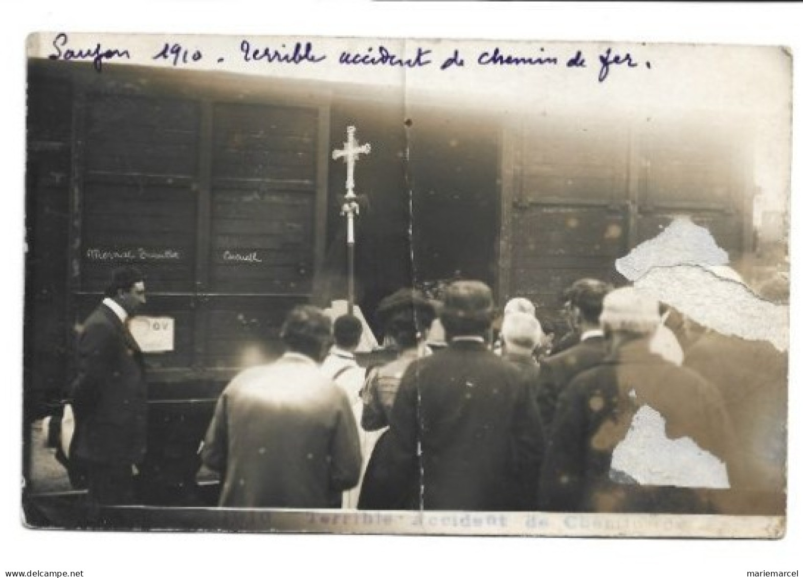 D17. SAUJON. 1910. TERRIBLE ACCIDENT DE CHEMIN DE FER. Carte Photo. - Saujon