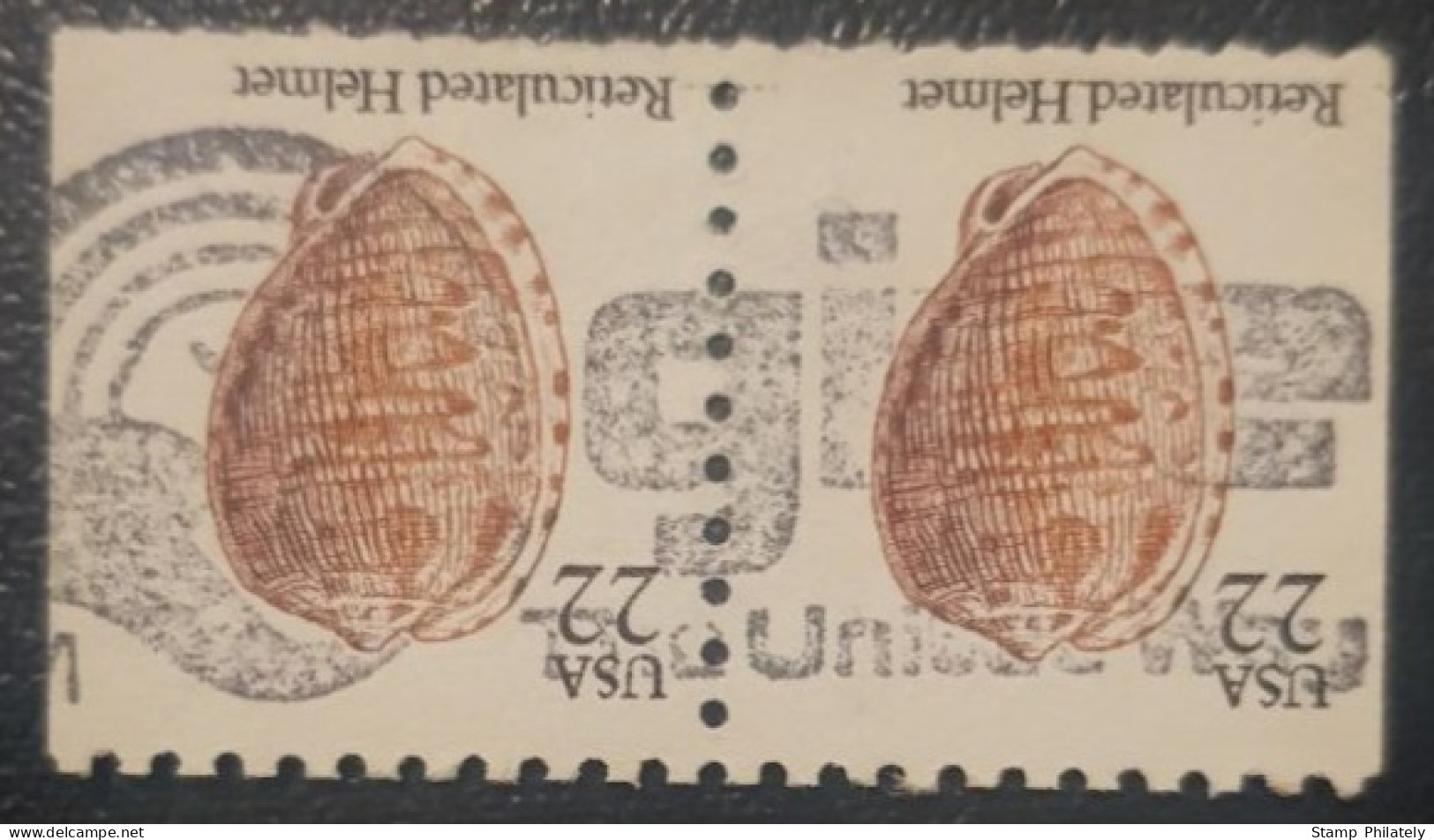 United States Pair Used Postmark Stamps Seashells With Fancy Slogan Cancel Give - Gebruikt