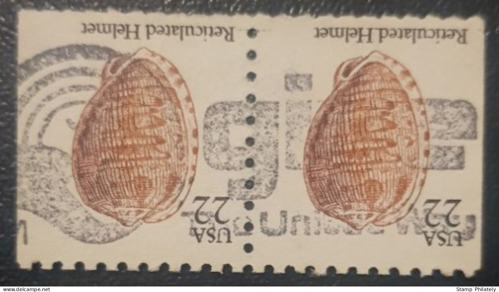 United States Pair Used Postmark Stamps Seashells With Fancy Slogan Cancel Give - Gebraucht