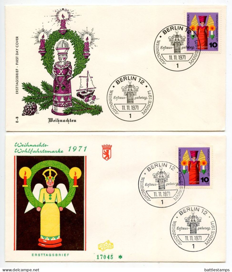 Germany, Berlin 1971 2 FDCs Scott 9NB87 Christmas - Angel - 1971-1980