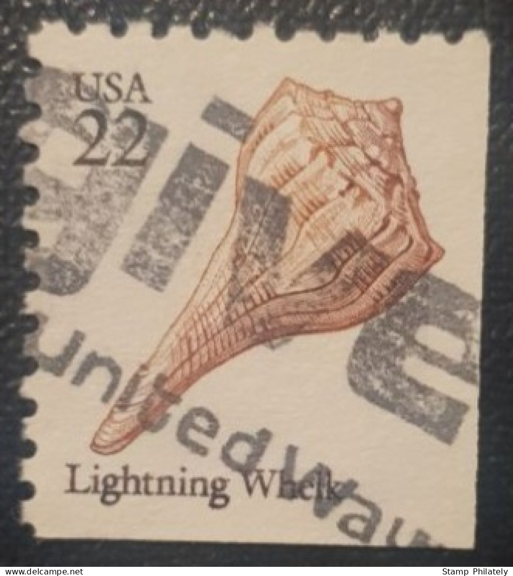 United States Used Coil Postmark Stamps Seashells With Slogan Cancel Give - Gebruikt