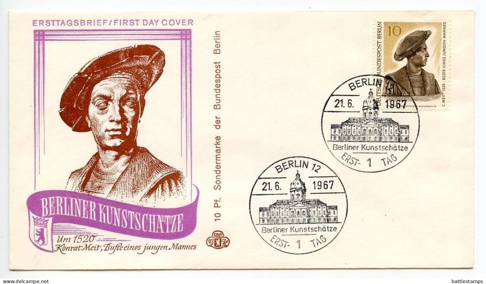 Germany, Berlin 1967 FDC Scott 9N256 "Young Man" By Conrat Meit - 1948-1970