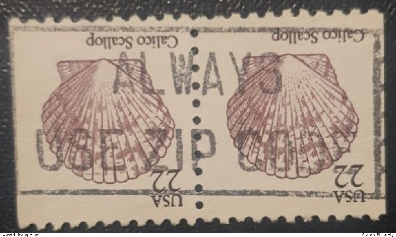 United States Pair Used Coil Postmark Stamps Seashells With Slogan Cancel - Usati