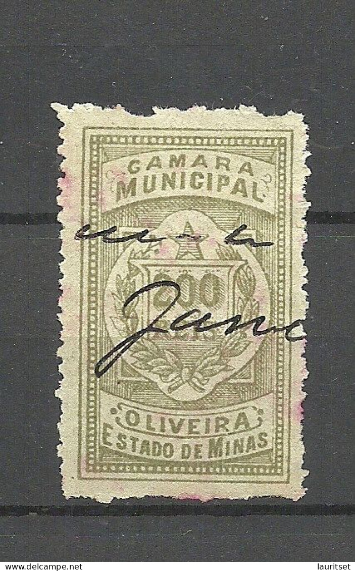 BRAZIL Brasilien Estado De Minas Geraes Ca. 1900 Local Revenue Taxe Fiscal Tax Camera Municipal O - Gebraucht