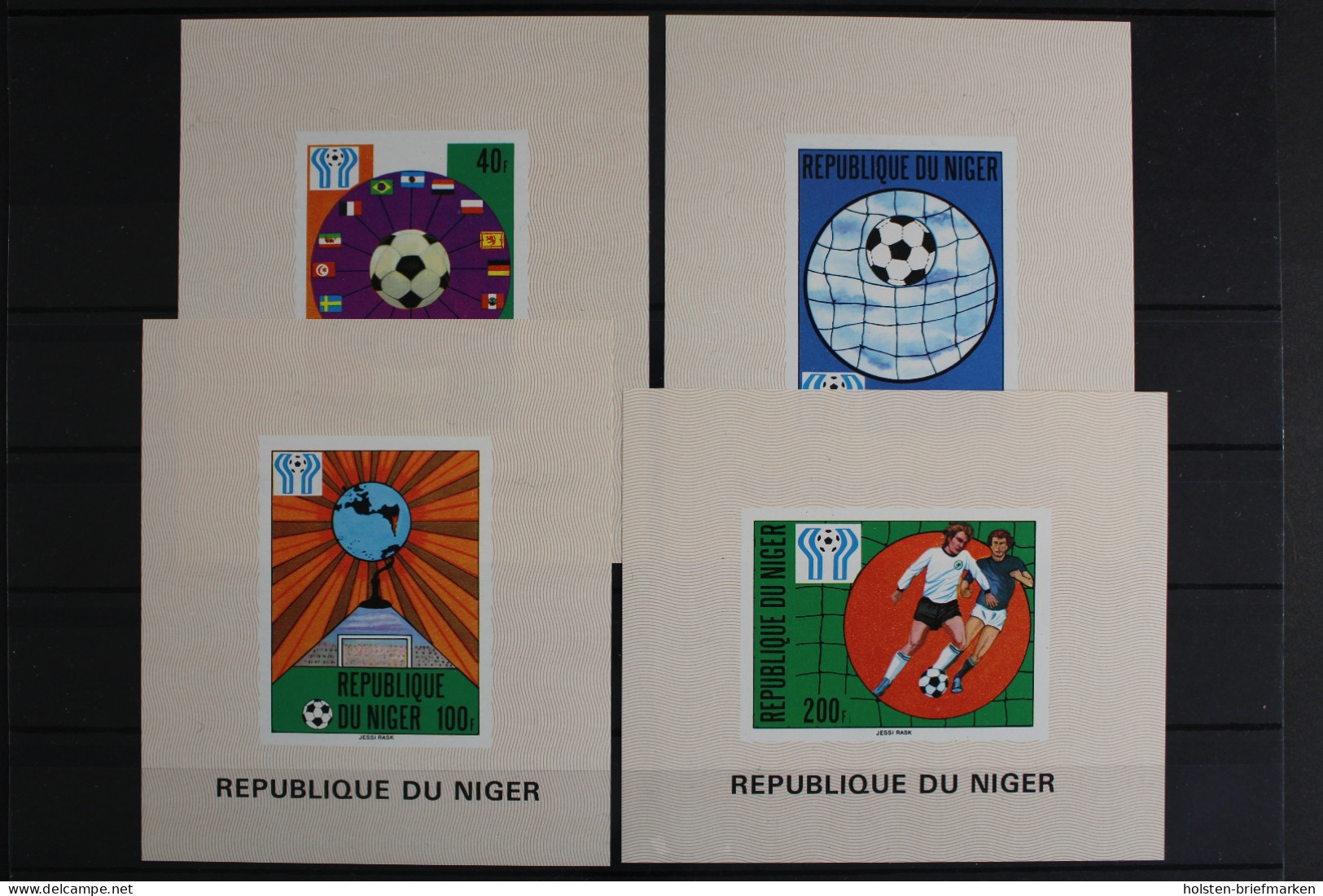 Niger, Fußball, MiNr. 619-622 B, 4 Einzelblöcke, Postfrisch - Niger (1960-...)