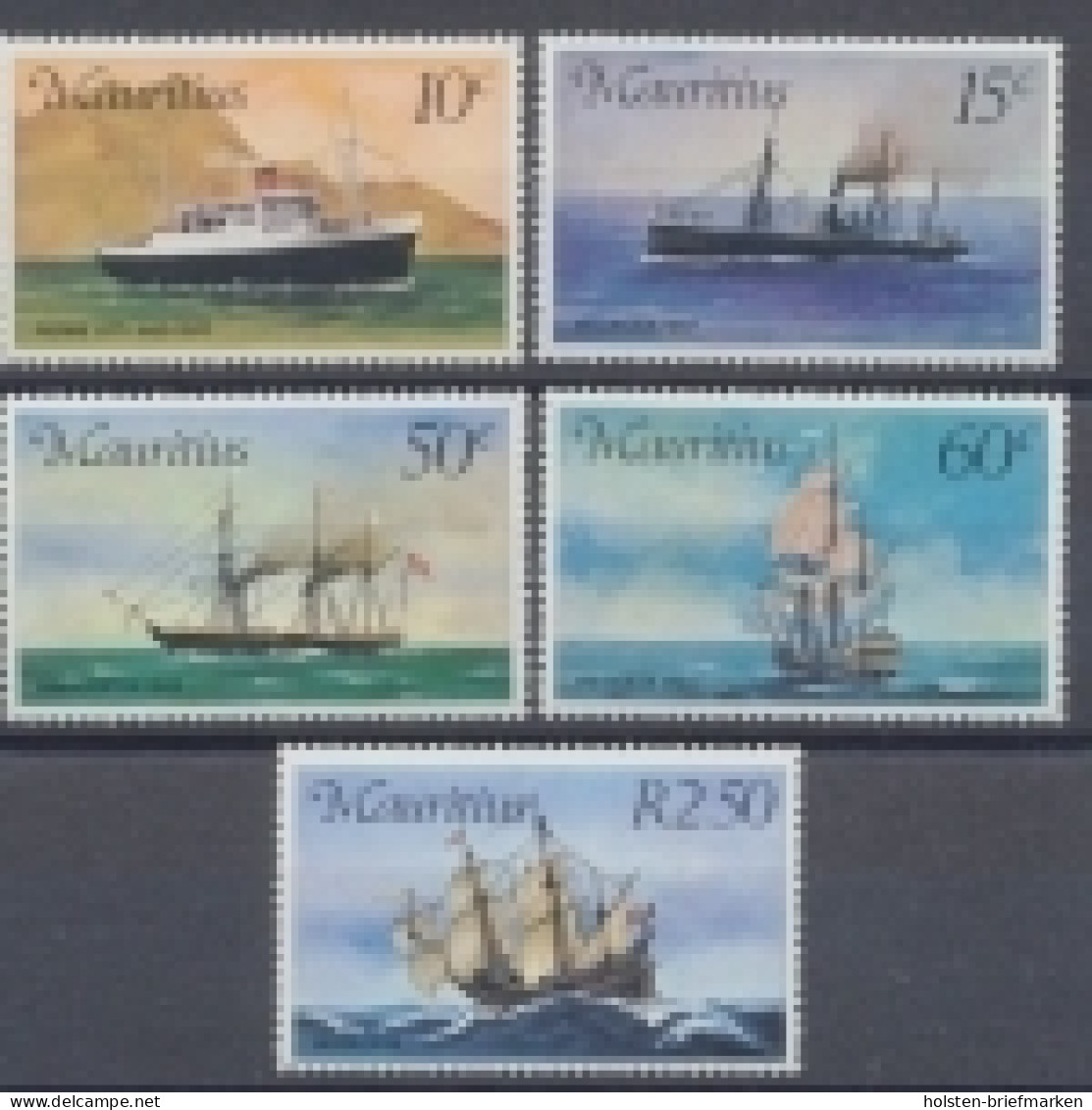 Mauritius, Schiffe, MiNr. 411-415, Postfrisch - Maurice (1968-...)