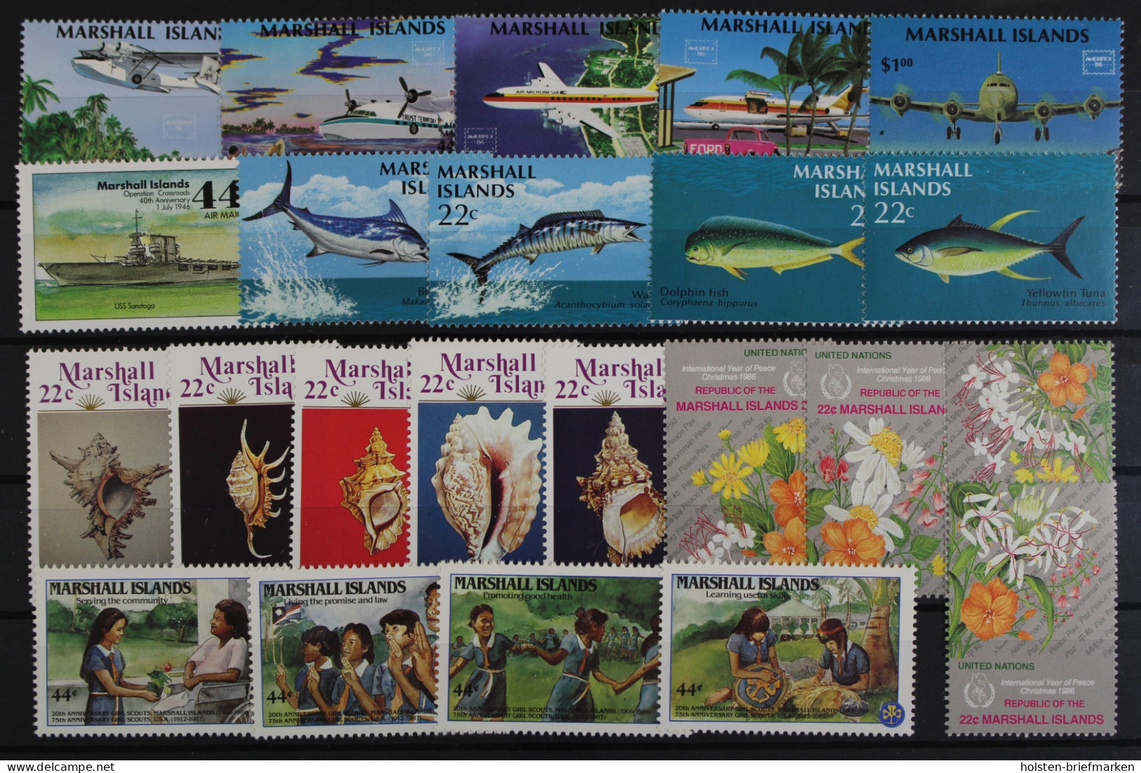 Marshall-Inseln, Partie Aus 1986, Einzelmarken Aus ZD, Postfrisch / MNH - Marshall