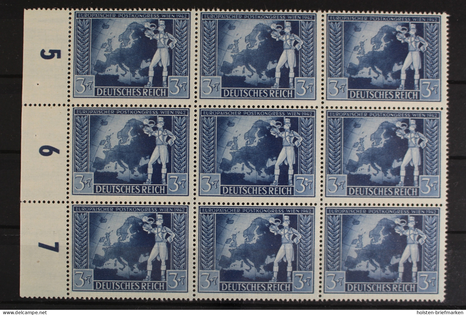 Deutsches Reich, MiNr. 820, 9er Block, PLF IV, Li. Rand, Postfrisch - Abarten & Kuriositäten