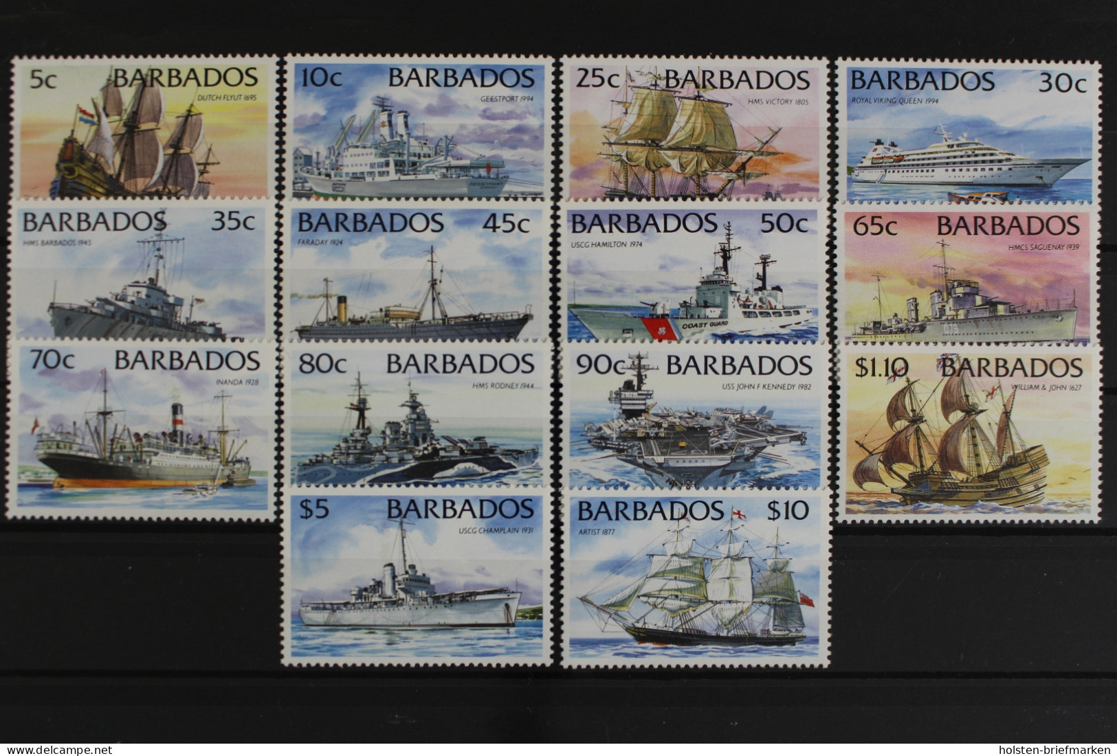 Barbados, Schiffe, MiNr. 856-869 I, Postfrisch - Barbados (1966-...)