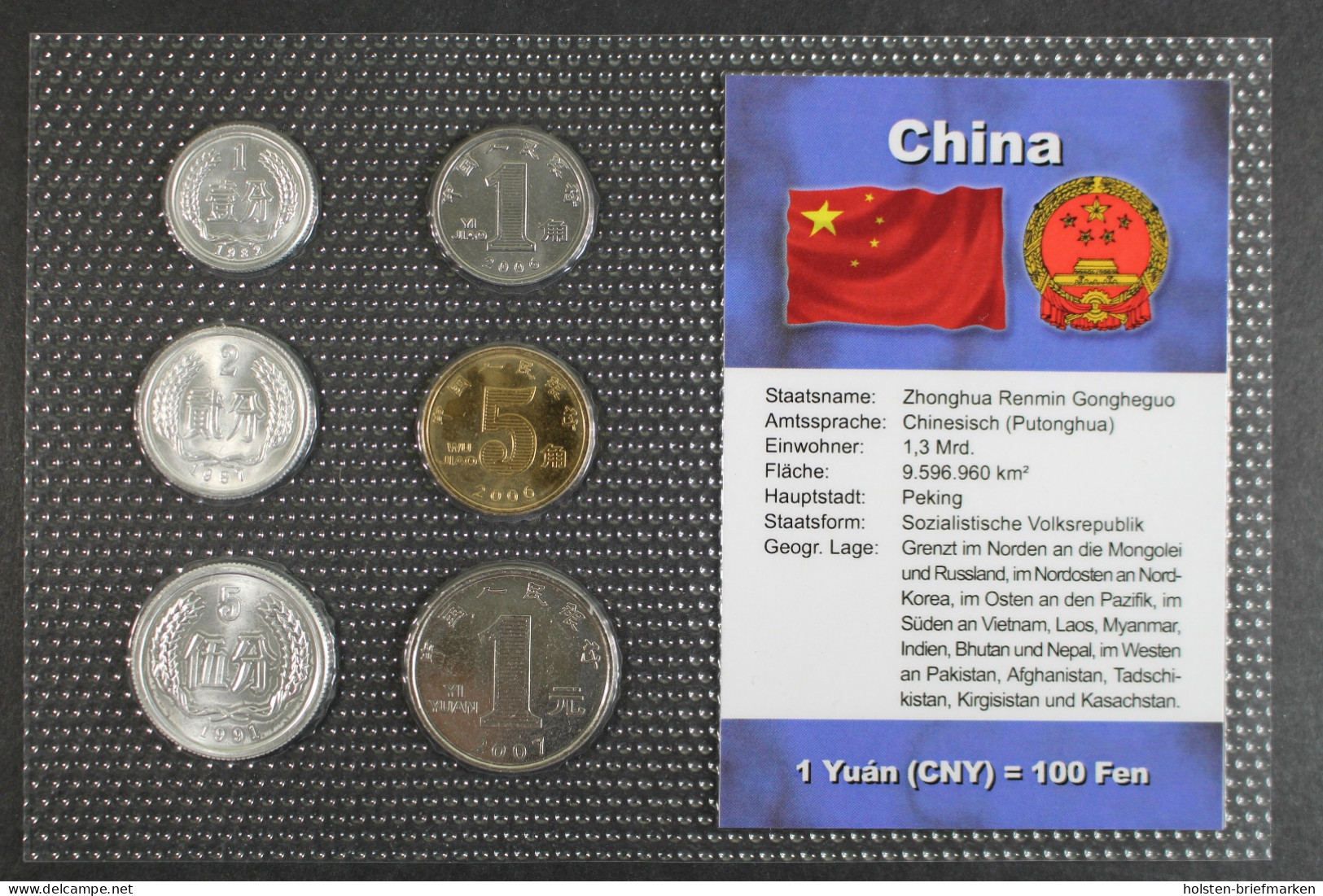 China, BTN-Kursmünzensatz Verschiedene JG, 6 Münzen - Autres – Océanie