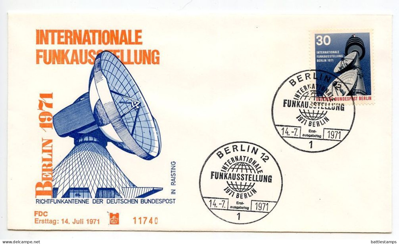 Germany, Berlin 1971 FDC Scott 9N313 International Broadcasting Exhibition - 1971-1980