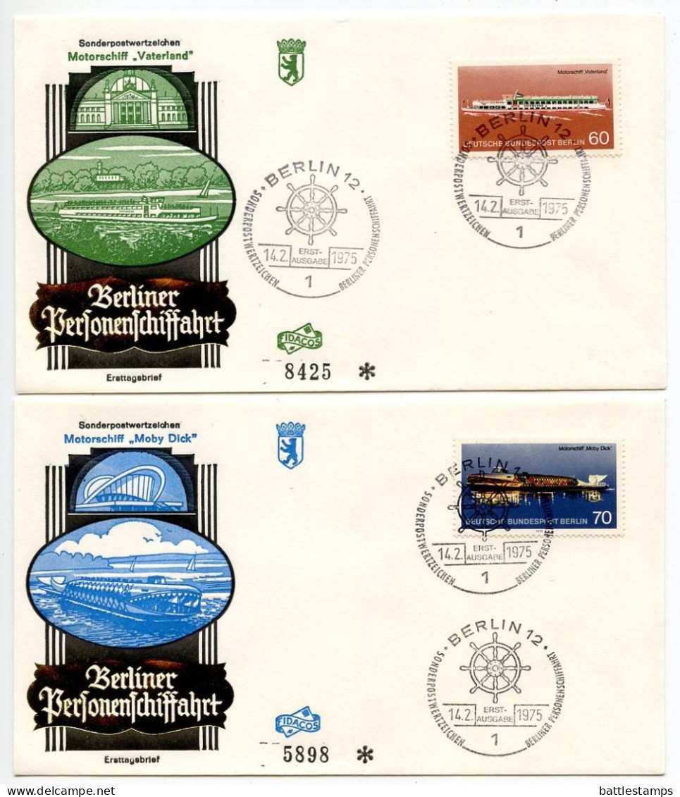 Germany, Berlin 1975 5 FDCs Scott 9N354-9N358 Passenger Ships - 1971-1980