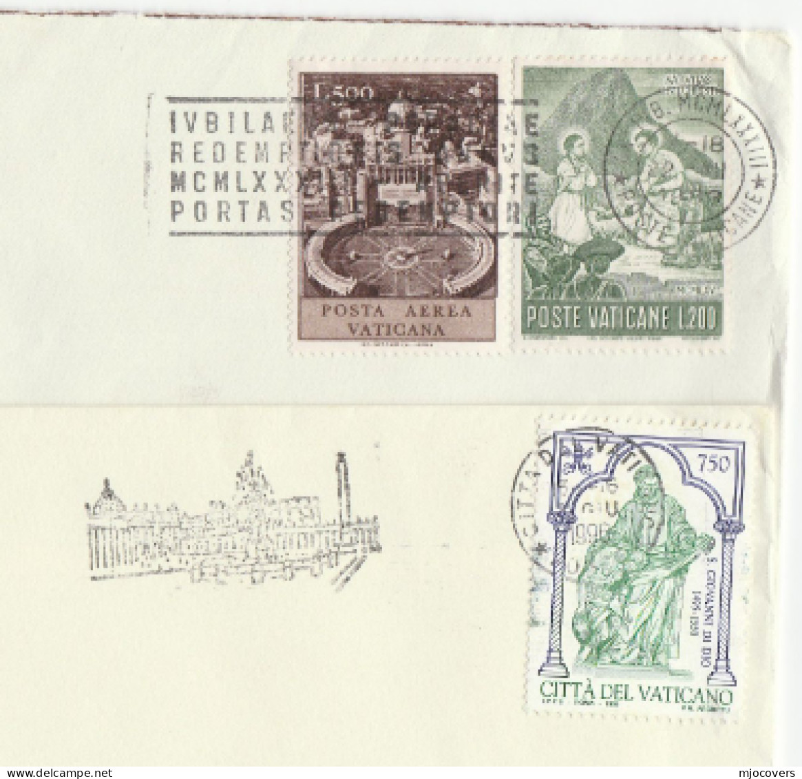 2 Diff Vatican SLOGANS Covers 1980s -1990s Stamps Cover Slogan - Covers & Documents