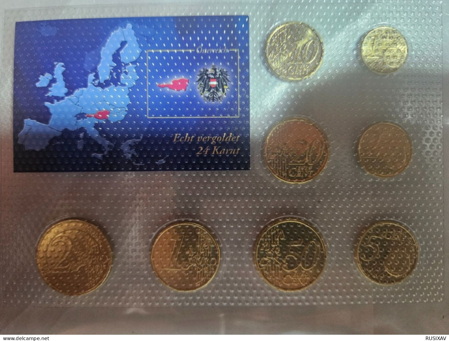 Autriche Série Euros Complète Vergoldet - Dorée 24 Carats - Austria