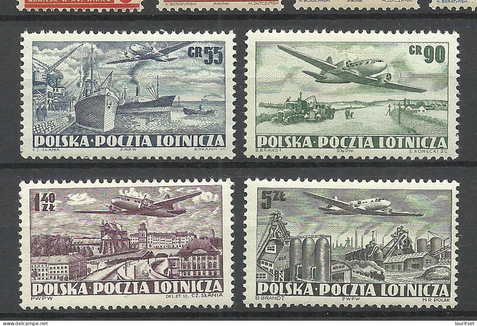 POLEN Poland 1952 Michel 728 - 731 MNH Air Mail Air Planes Flugzeuge - Ungebraucht