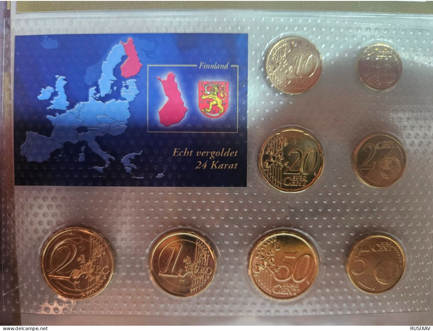 Finlande Série Euros Complète Vergoldet - Dorée 24 Carats - Finlandia
