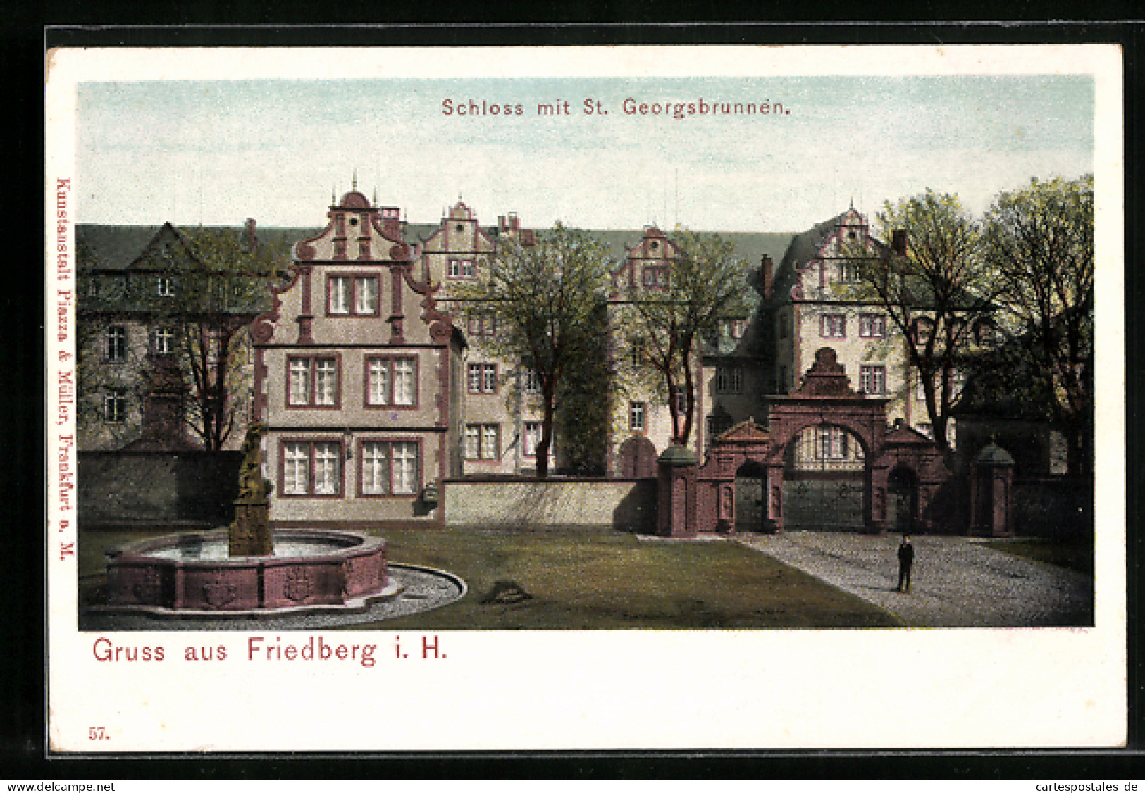 AK Friedberg I. H., Schloss Mit St. Georgsbrunnen  - Friedberg