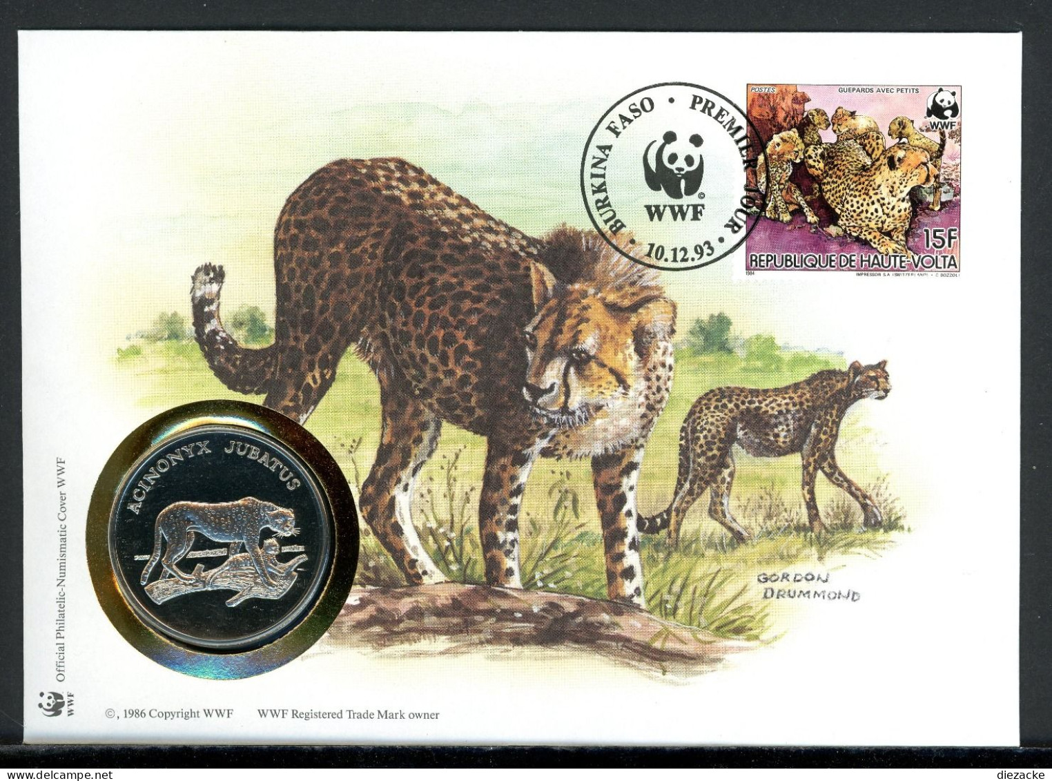 Obervolta 1993 Numisbrief Medaille Gepard 30 Jahre WWF, CuNi PP (MD845 - Ohne Zuordnung