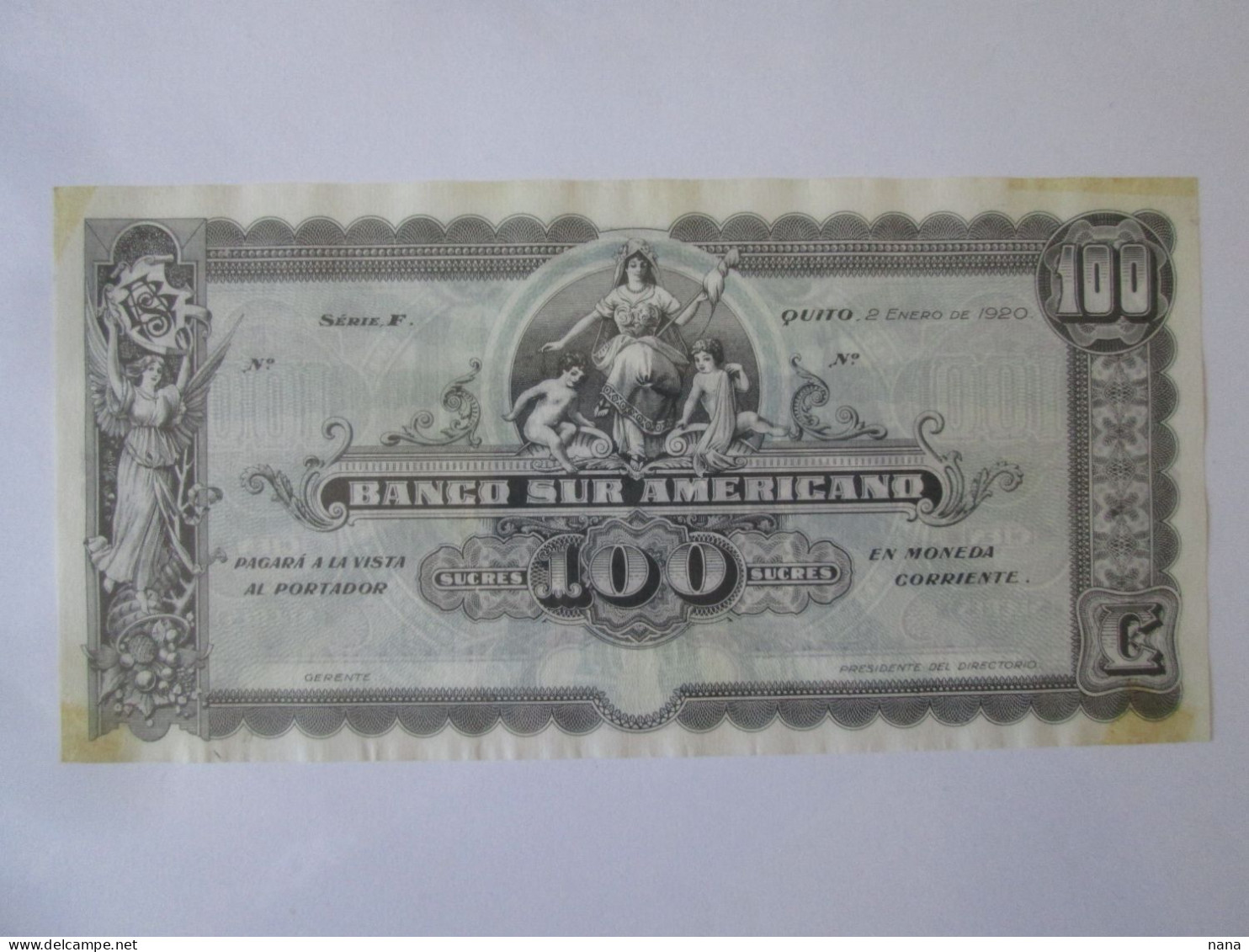 Ecuador 100 Sucres 1920 Banknote See Pictures - Ecuador