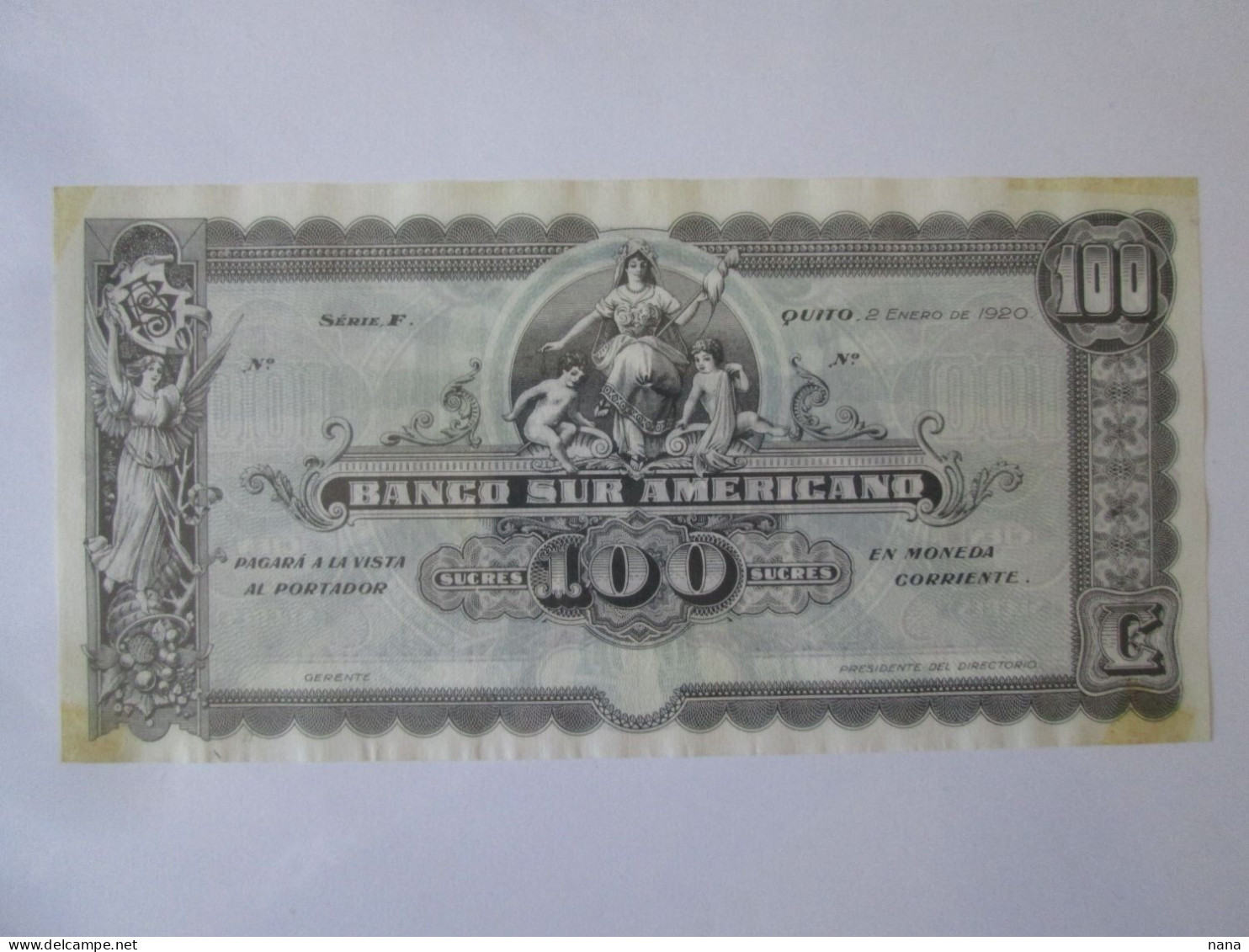 Ecuador 100 Sucres 1920 Banknote See Pictures - Equateur