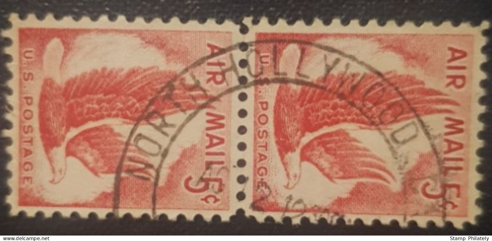 United States 5C Pair Used Postmark Stamp North Hollywood Cancel - 2a. 1941-1960 Usati