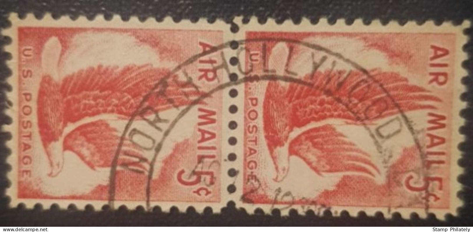 United States 5C Pair Used Postmark Stamp North Hollywood Cancel - 2a. 1941-1960 Oblitérés