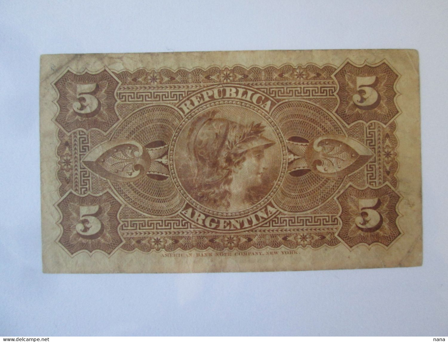 Rare! Argentina 5 Centavos 1884 Banknote See Pictures - Argentina