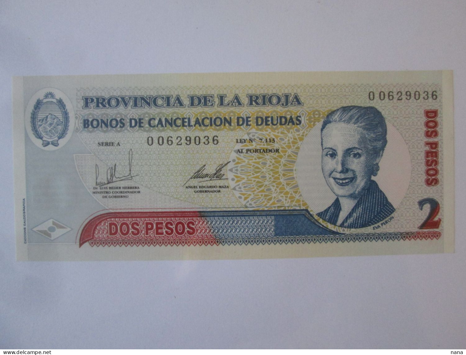 Rare! Argentina 2 Pesos 2003 Province La Rioja Banknote UNC,see Pictures - Argentine