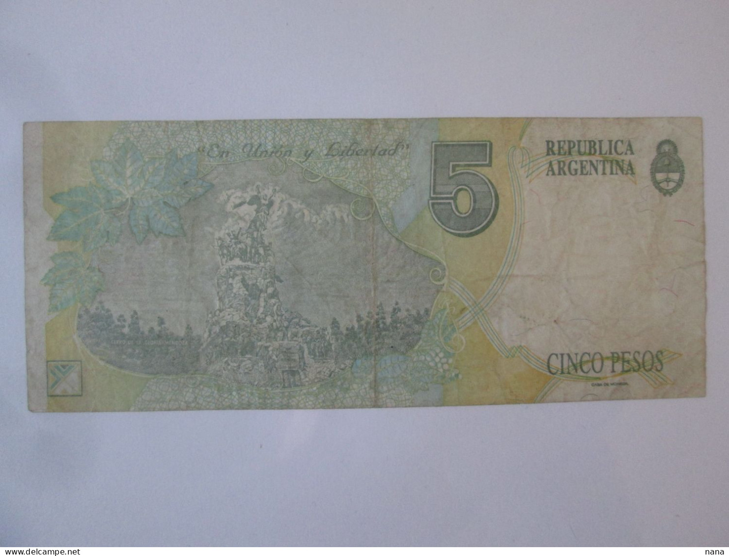 Argentina 5 Pesos Convertible 1992 Banknote See Pictures - Argentine