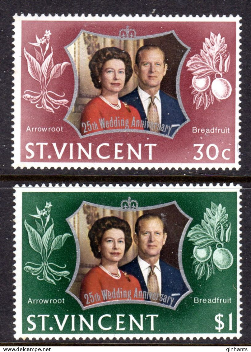 ST VINCENT - 1972 ROYAL SILVER WEDDING SET (2V) FINE MNH ** SG 352-353 - St.Vincent (...-1979)