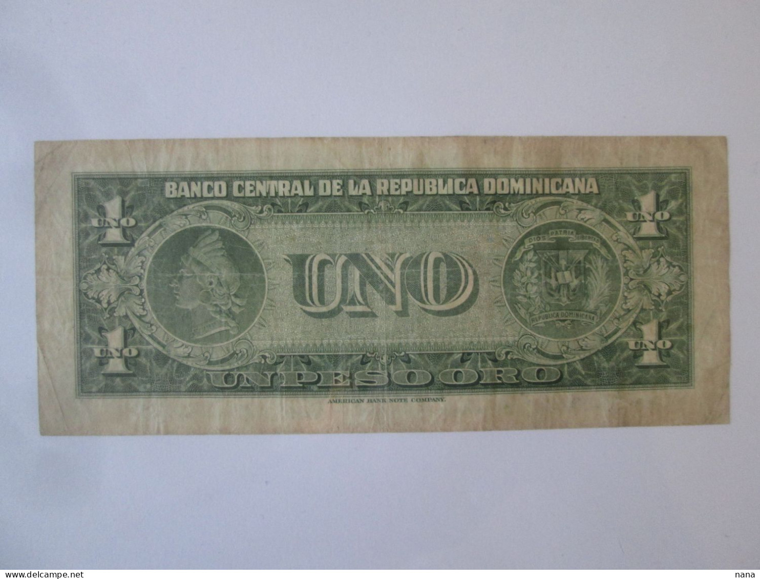Rare! Republica Dominicana 1 Peso Oro 1947 Banknote See Pictures - Dominicaanse Republiek