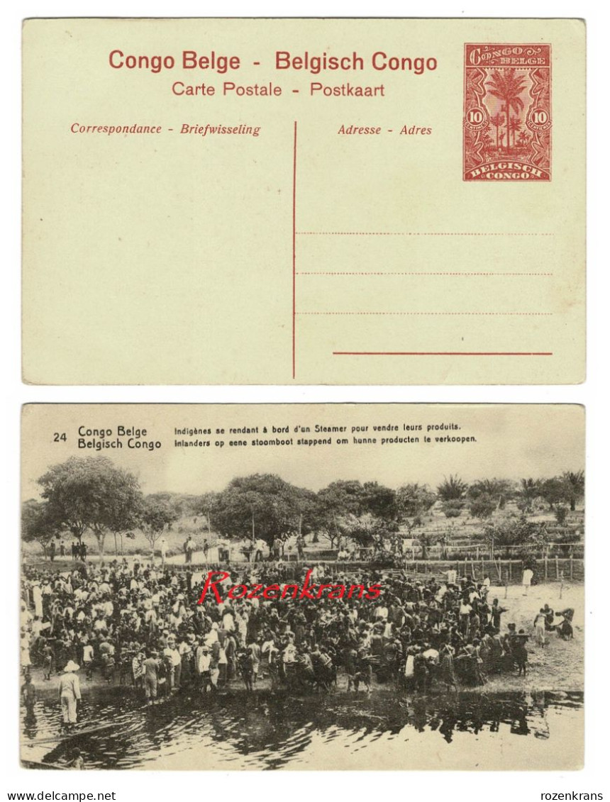 Belgisch Congo Belge EP Entier Postal Postwaardestuk Indigenes Steamer Inlanders Op Eene Stoomboot CPA Ak Africa Afrika - Postwaardestukken