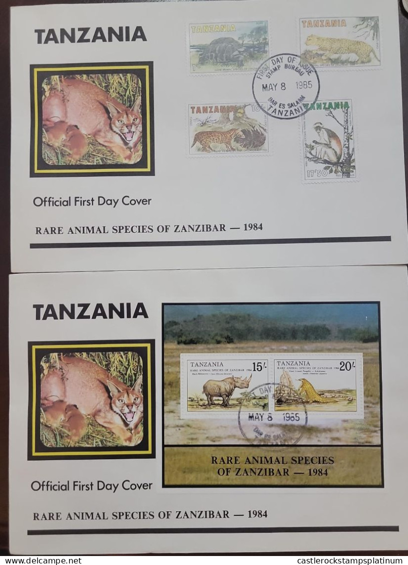 P) 1984 TANZANIA, RARE ANIMALS SPECIES OF ZANZIBAR, COMPLETE SERIES, SET OF 2, FDC, XF - Tanzania (1964-...)