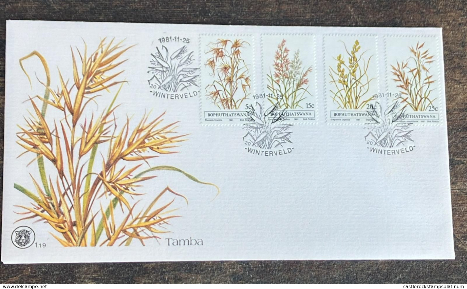 P) 1981 SOUTH AFRICA, BOPHUTHATSWANA, INDIGENOUS GRASSES, COMPLETE SERIES, FLORA, FDC XF - Andere & Zonder Classificatie