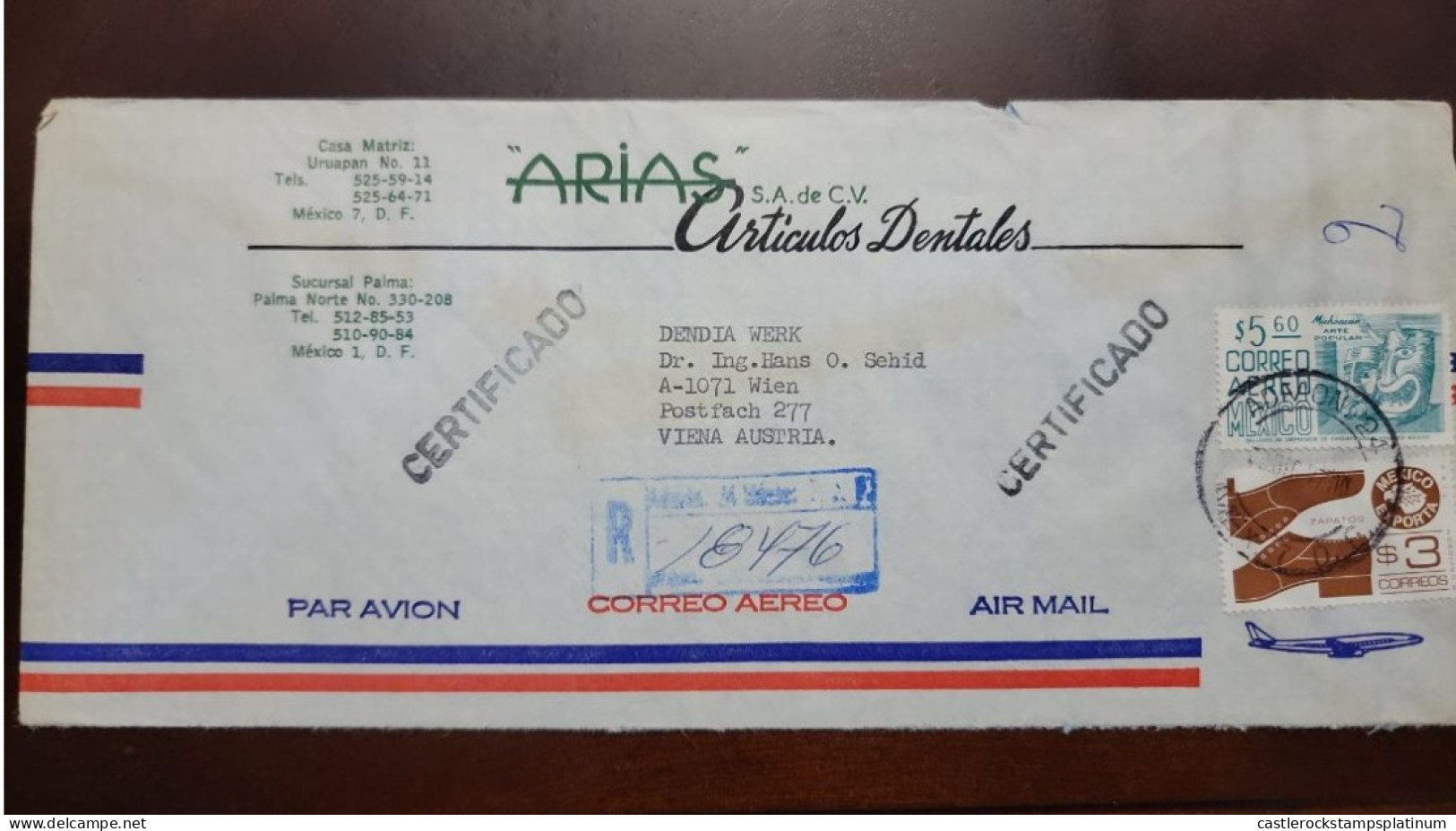 P) 1977 MEXICO, MEXICO EXPORTS INDUSTRY, LOCAL MOTIVES TOURISM, AIRMAIL, ARIAS DENTAL ARTICLES, COVER CIRCULATED TO AUST - Mexiko