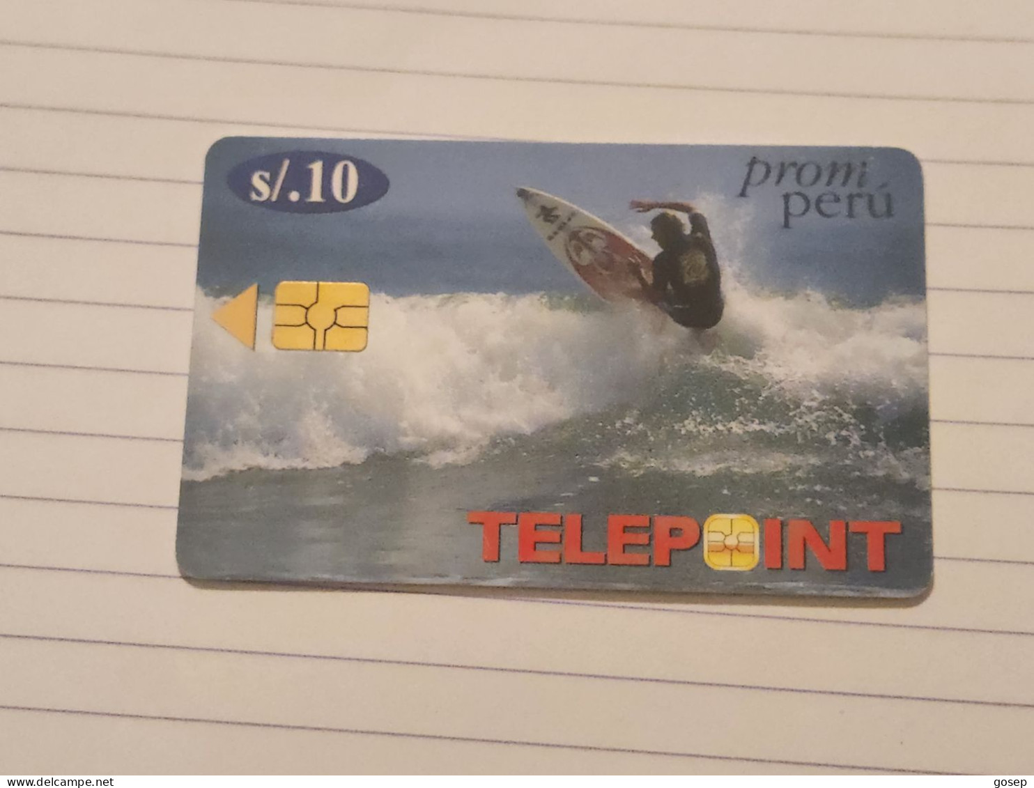 PERU-(PER-TE-134)-SURF-(91)(S/.10 SOLES)(02256694)(tirage-25.000)-used+1card Prepiad,free - Peru