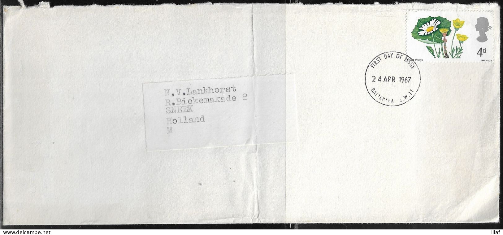 United Kingdom Of Great Britain.  FDC Sc. 490.  British Wild Flowers.   FDC Cancellation On Plain Envelope - 1952-1971 Em. Prédécimales