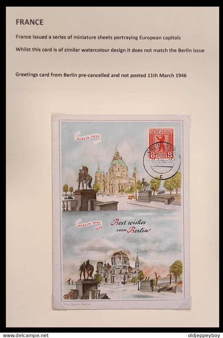 ALLIED PROPAGANDA FRANCE ISSUE GREETING CARD FROM BERLIN  Before And After WW2 1933/1945-1946 PRE CANCELLED - Brieven En Documenten