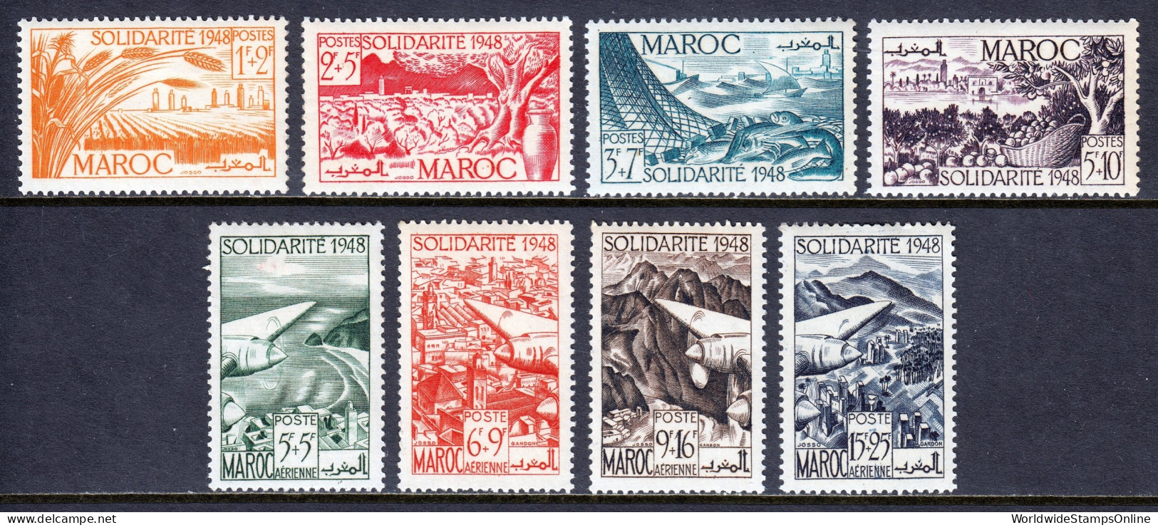 French Morocco - Scott #B38-B41, CB31-CB34 - MH - See Desc. - SCV $17 - Unused Stamps