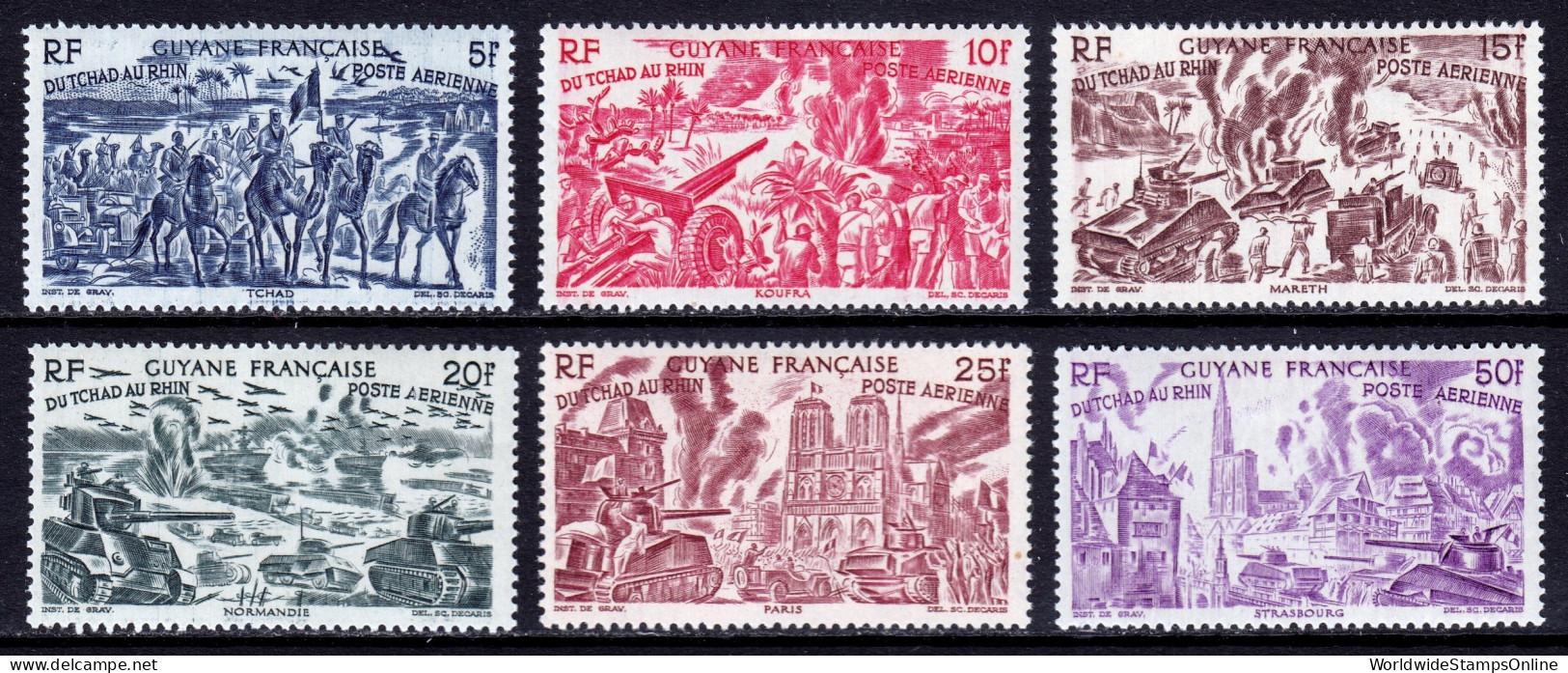 French Guiana - Scott #C12-C17 - MH - A Few Gum Bumps - SCV $12 - Unused Stamps