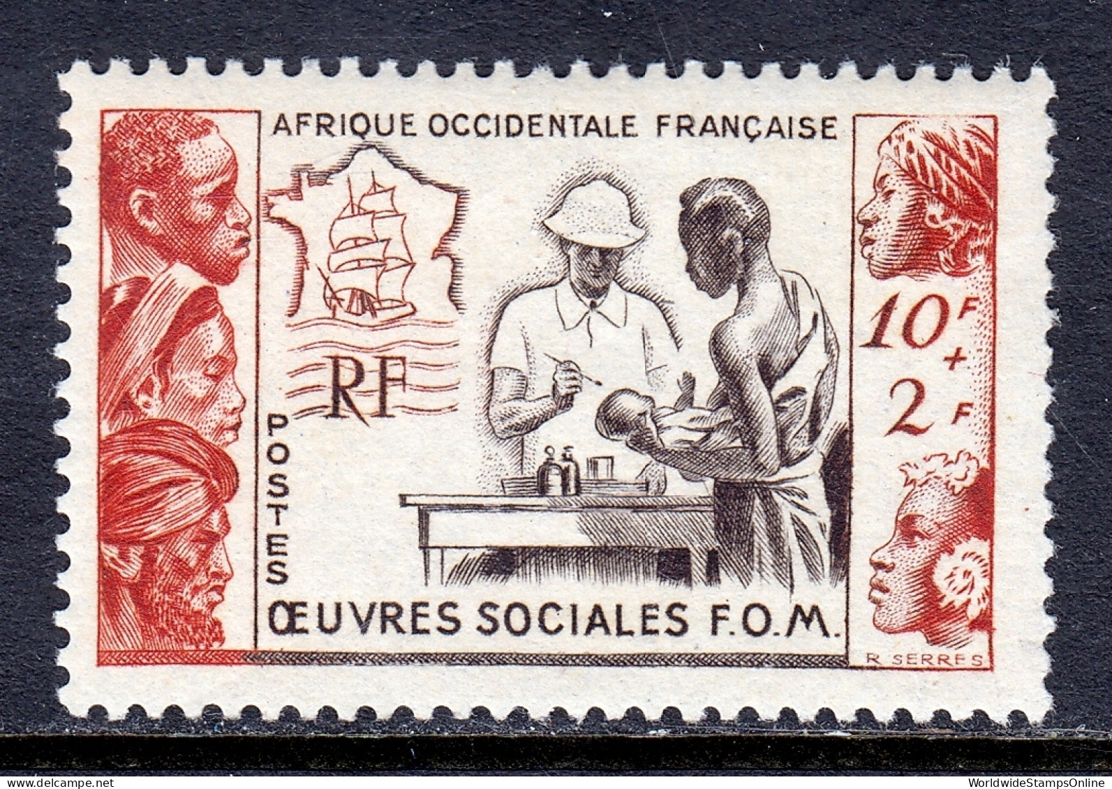 French Equatorial Africa - Scott #B39 - MH - Spot Of DG - SCV $7.25 - Nuevos